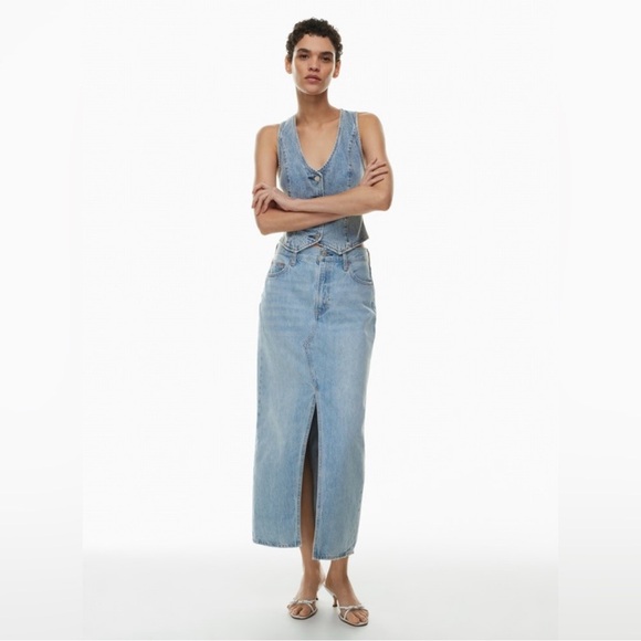 Aritzia Denim Forum The '90s Vintage Maxi Denim Skirt Size 26 - Picture 2 of 13